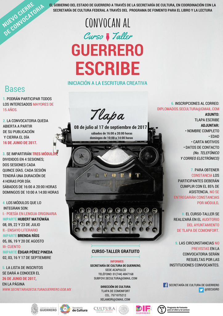 Curso Taller Guerrero Escribe