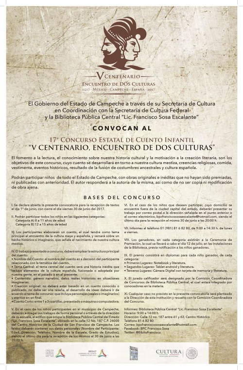 17° Concurso Estatal de Cuento Infantil “V CENTENARIO, ENCUENTRO DE DOS CULTURAS”