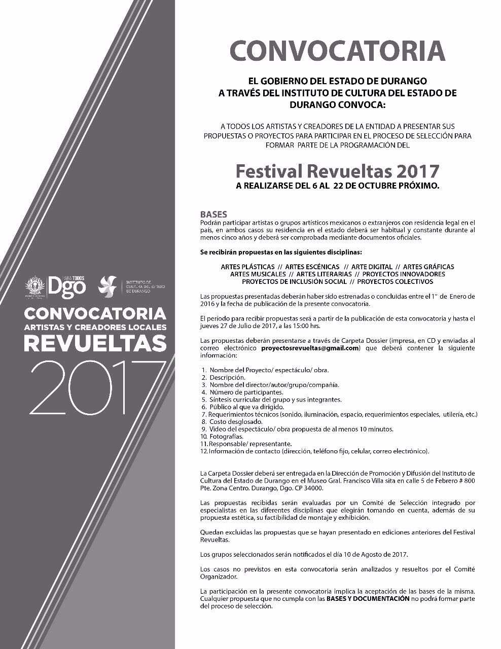 Convocatoria para participar en el Festival Revueltas 2017