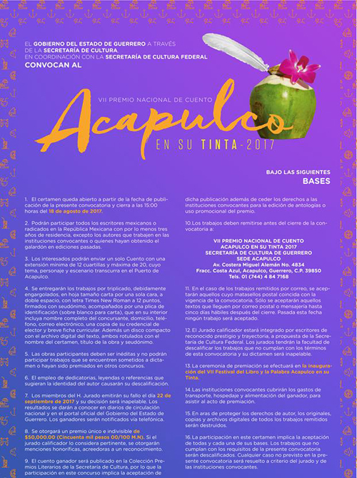 Imagen de VII Premio Nacional de Cuento Acapulco en su Tinta 2017