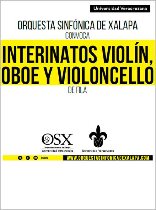 Imagen de La Orquesta Sinfónica de Xalapa Convoca a interinatos de violín, oboe y violoncello de fila