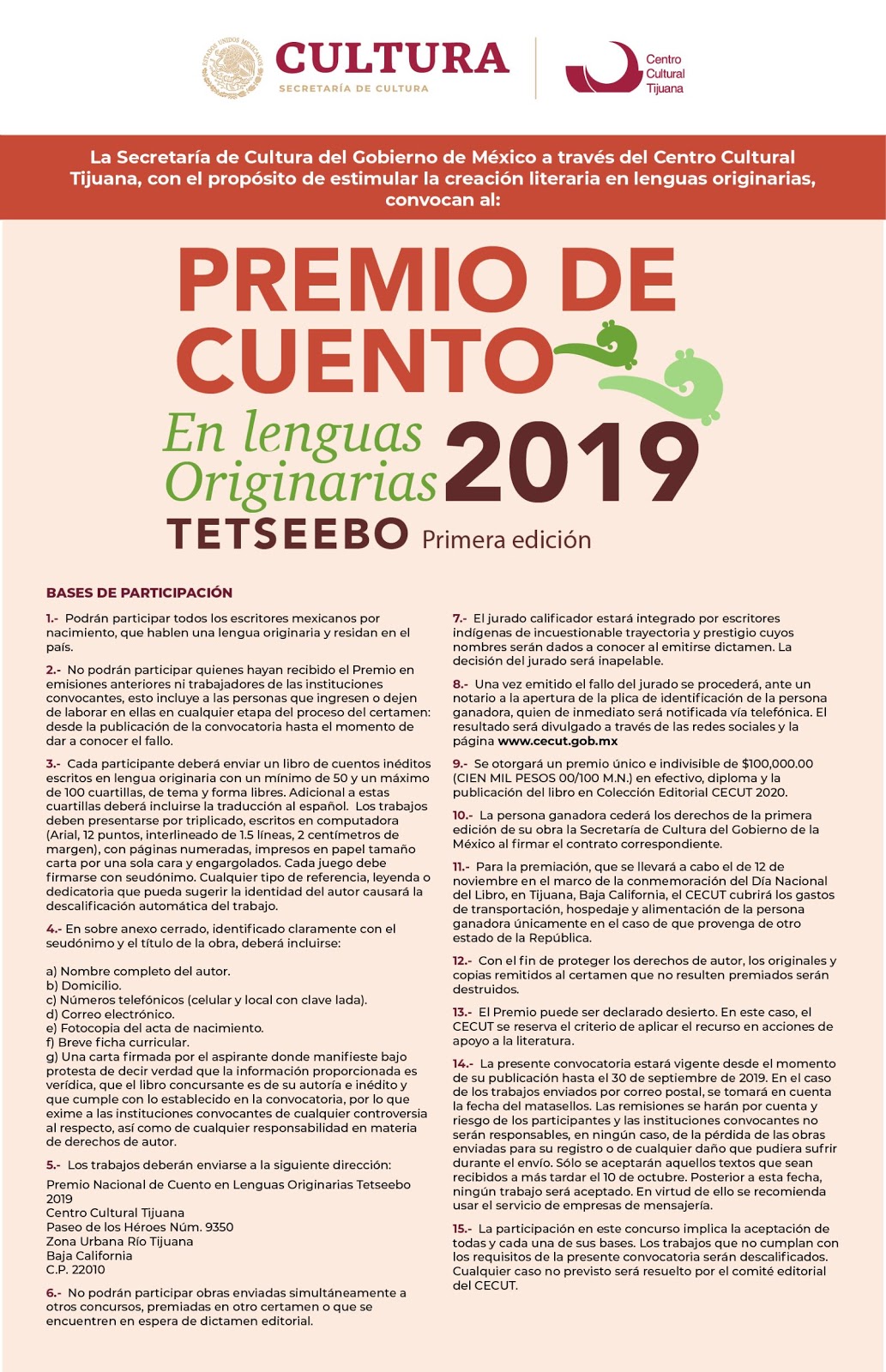 Premio Nacional de Cuento en Lenguas Indígenas Tetseebo