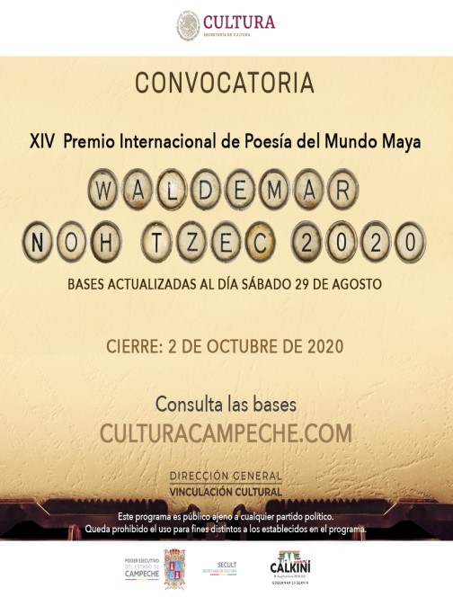 XIV Premio Internacional de Poesía del Mundo Maya “Waldemar Noh Tzec 2020”