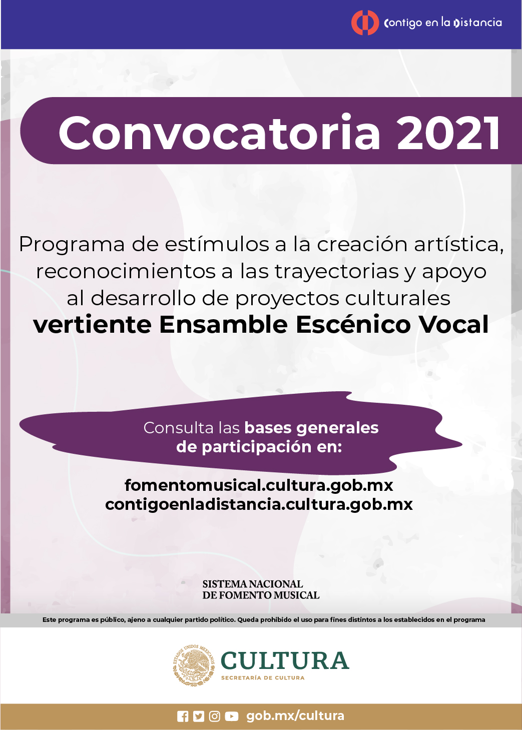 Programa de Estímulos a la creación artística, reconocimientos a las trayectorias y apoyo al desarrollo de proyectos culturales, vertiente Ensamble Escénico Vocal