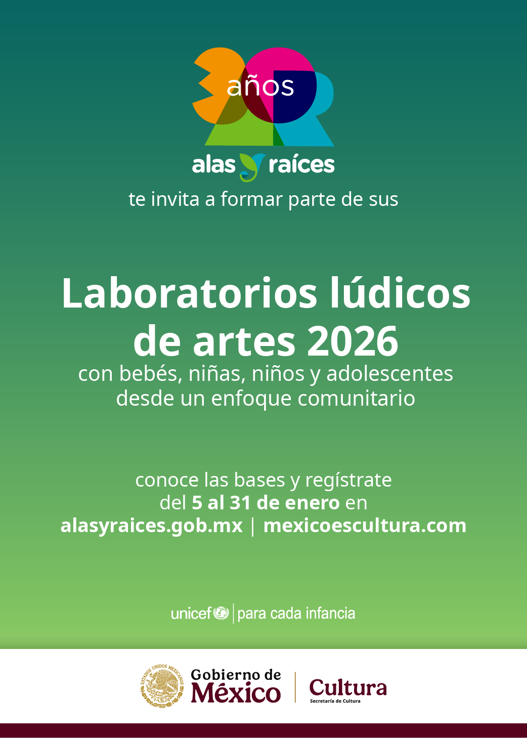 Laboratorios lúdicos de artes 2026 con bebés, niñas, niños y adolescentes desde un enfoque comunitario 